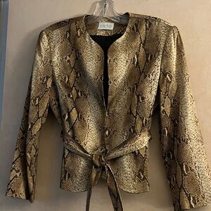 Gorgeous Cache Gold/Brown Snakeprint Satin Finish Evening/Dinner Jacket, Sz S